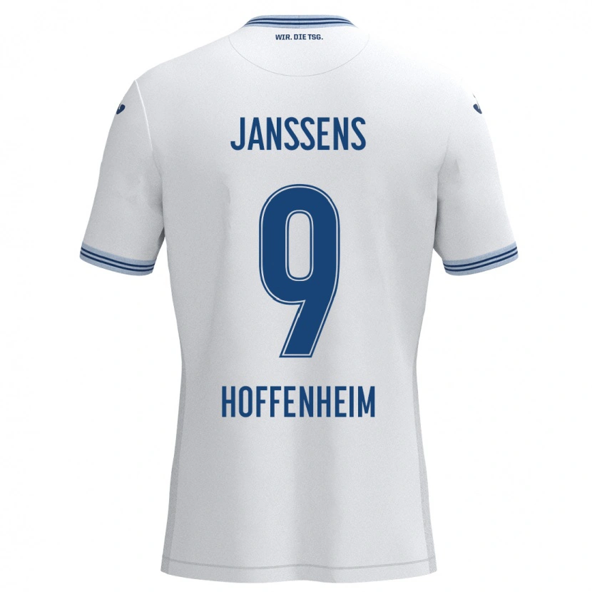 Danxen Barn Jill Janssens #9 Vit Blå Bortatröja Matchtröjor 2024/25 Tröjor T-Tröja