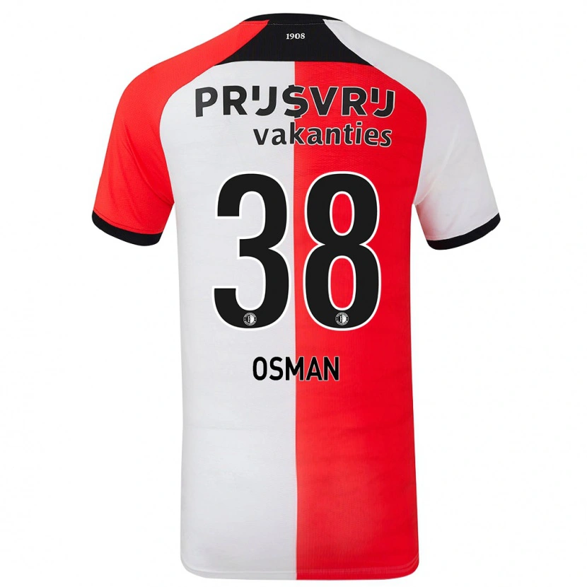 Danxen Män Ibrahim Osman #38 Röd Vit Hemmatröja Matchtröjor 2024/25 Tröjor T-Tröja