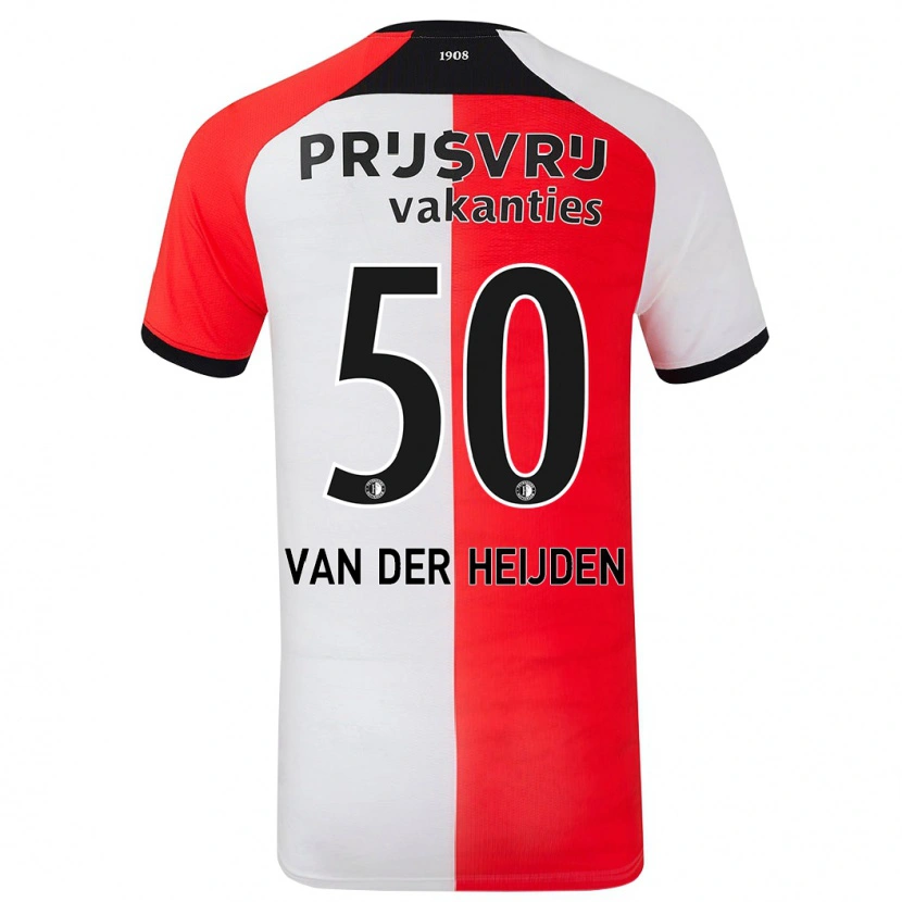 Danxen Män Délano Van Der Heijden #50 Röd Vit Hemmatröja Matchtröjor 2024/25 Tröjor T-Tröja