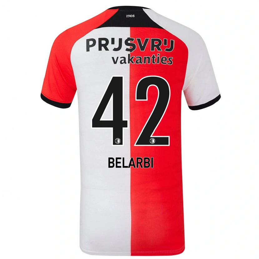 Danxen Män Abdel Belarbi #42 Röd Vit Hemmatröja Matchtröjor 2024/25 Tröjor T-Tröja