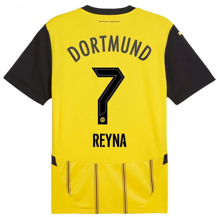 Danxen Män Giovanni Reyna #7 Gul Svart Hemmatröja Matchtröjor 2024/25 Tröjor T-Tröja