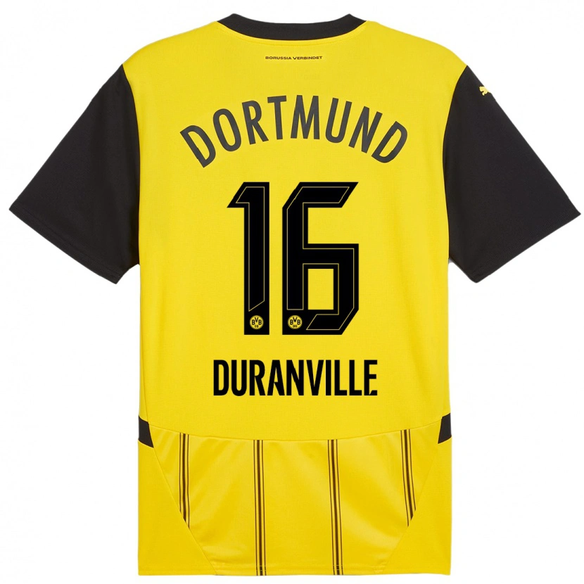 Danxen Män Julien Duranville #16 Gul Svart Hemmatröja Matchtröjor 2024/25 Tröjor T-Tröja