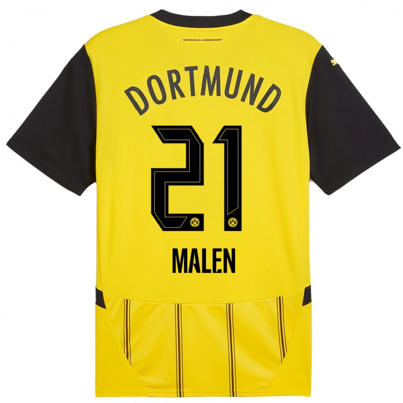Danxen Män Donyell Malen #21 Gul Svart Hemmatröja Matchtröjor 2024/25 Tröjor T-Tröja