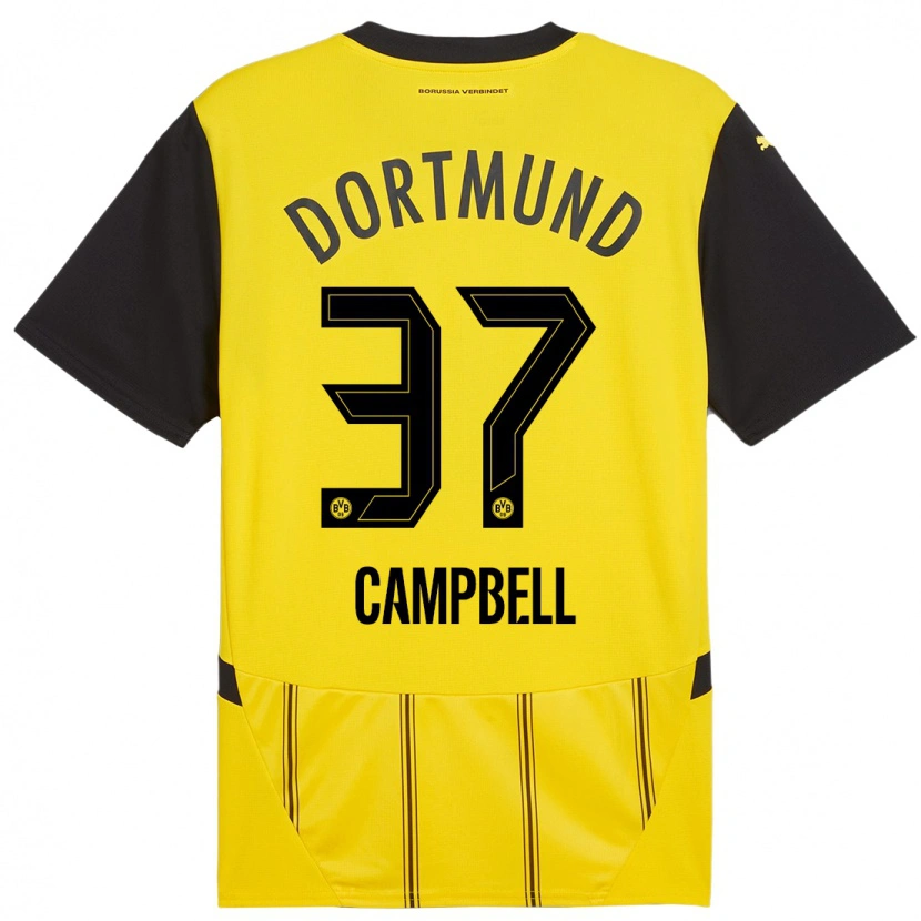 Danxen Män Cole Campbell #37 Gul Svart Hemmatröja Matchtröjor 2024/25 Tröjor T-Tröja