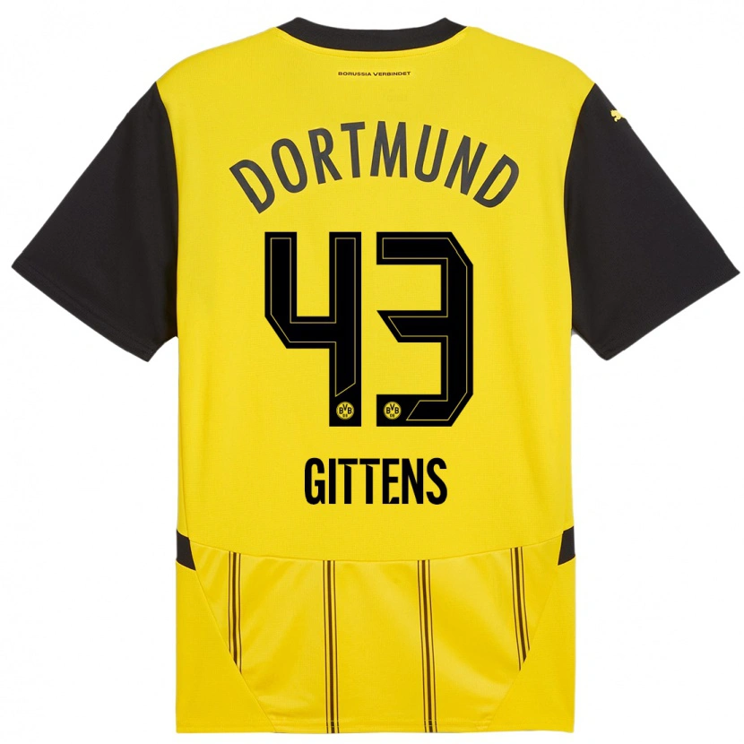 Danxen Män Jamie Gittens #43 Gul Svart Hemmatröja Matchtröjor 2024/25 Tröjor T-Tröja