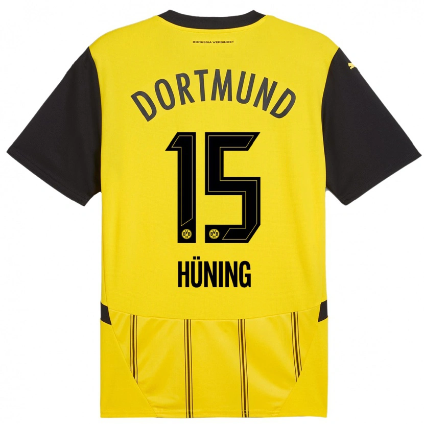 Danxen Män Ben Hüning #15 Gul Svart Hemmatröja Matchtröjor 2024/25 Tröjor T-Tröja