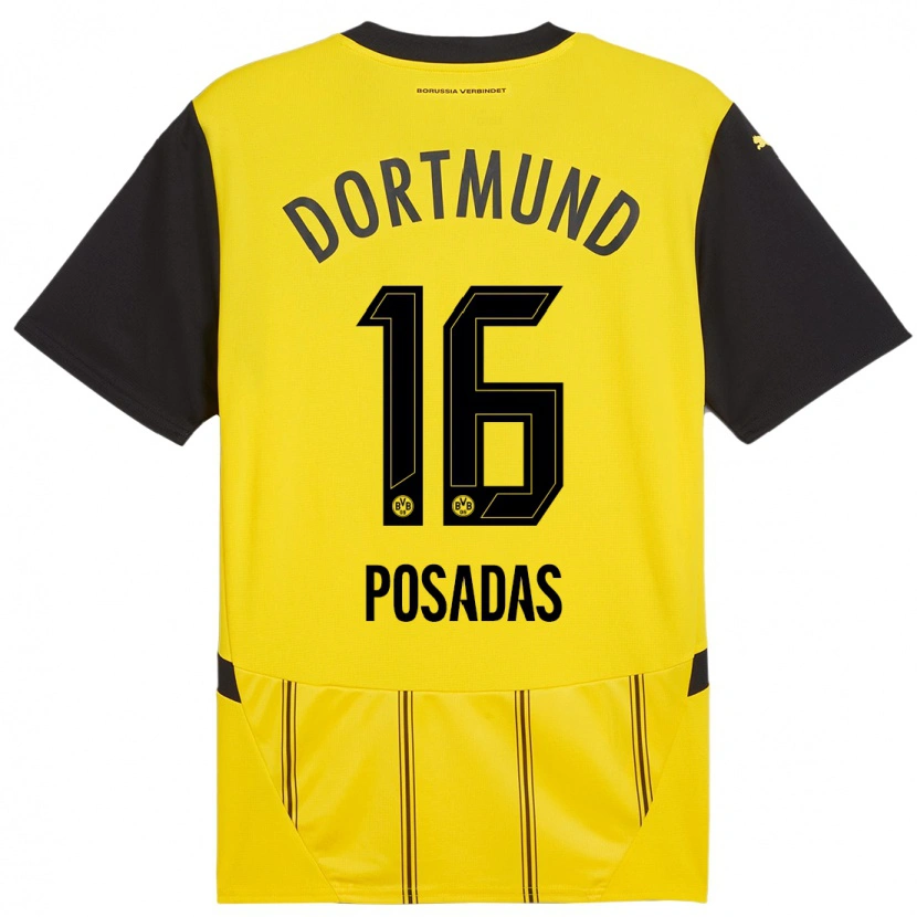 Danxen Män Leonardo Posadas #16 Gul Svart Hemmatröja Matchtröjor 2024/25 Tröjor T-Tröja