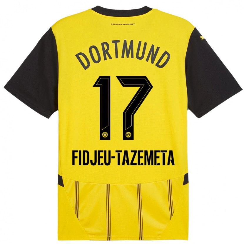Danxen Män Thierry Fidjeu-Tazemeta #17 Gul Svart Hemmatröja Matchtröjor 2024/25 Tröjor T-Tröja