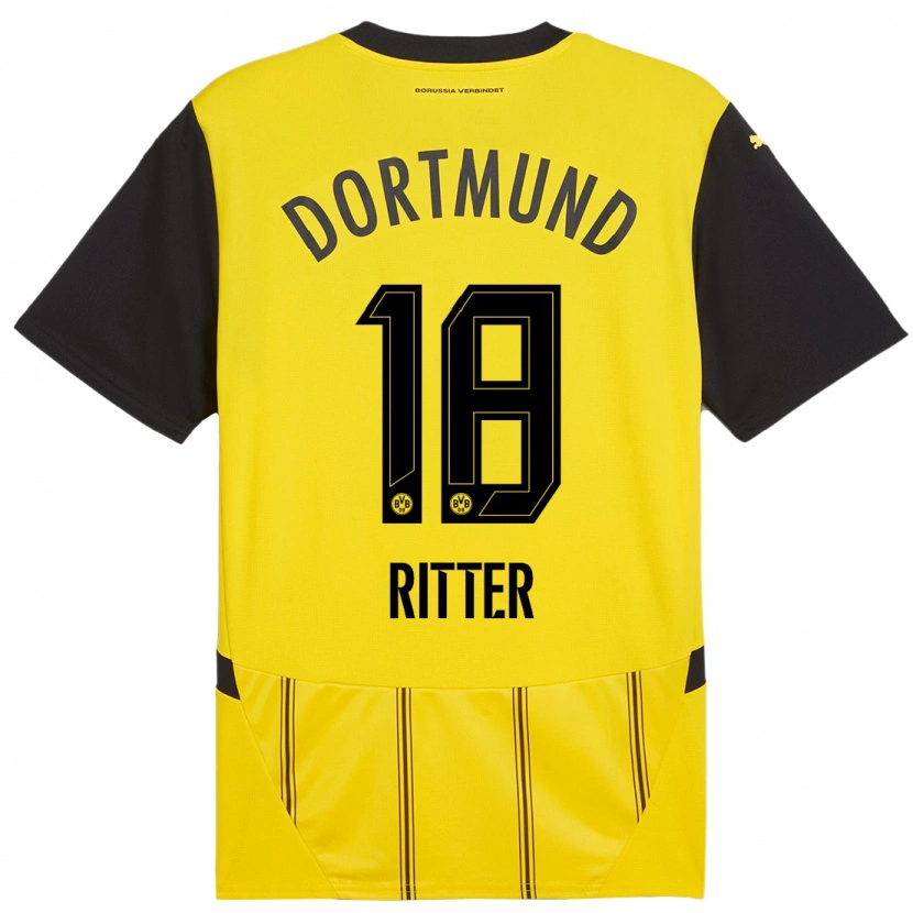 Danxen Män Roméo Ritter #18 Gul Svart Hemmatröja Matchtröjor 2024/25 Tröjor T-Tröja