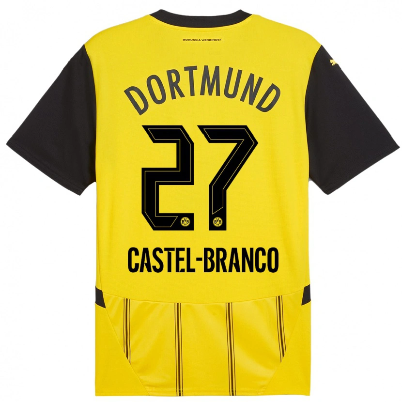 Danxen Män Diego Castel-Branco #27 Gul Svart Hemmatröja Matchtröjor 2024/25 Tröjor T-Tröja