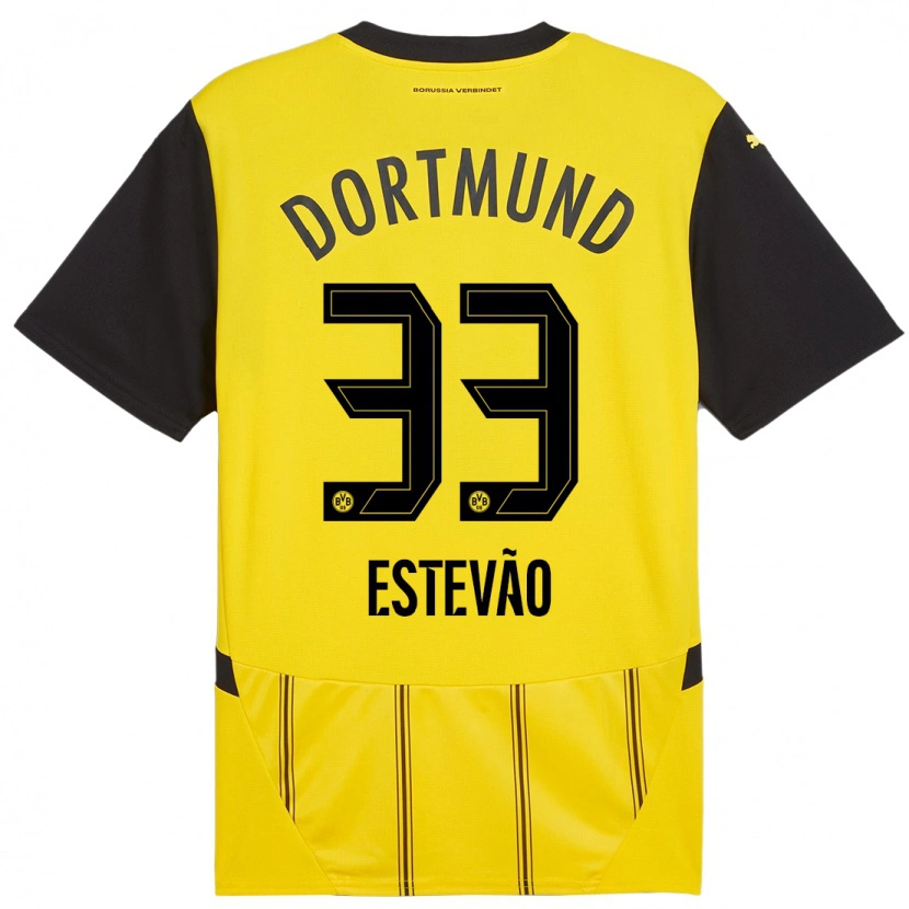 Danxen Män Tiago Estêvão #33 Gul Svart Hemmatröja Matchtröjor 2024/25 Tröjor T-Tröja