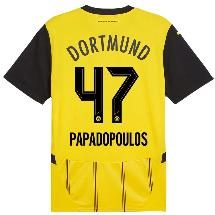 Danxen Män Antonios Papadopoulos #47 Gul Svart Hemmatröja Matchtröjor 2024/25 Tröjor T-Tröja