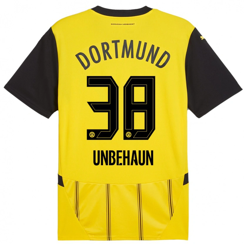 Danxen Män Luca Unbehaun #38 Gul Svart Hemmatröja Matchtröjor 2024/25 Tröjor T-Tröja