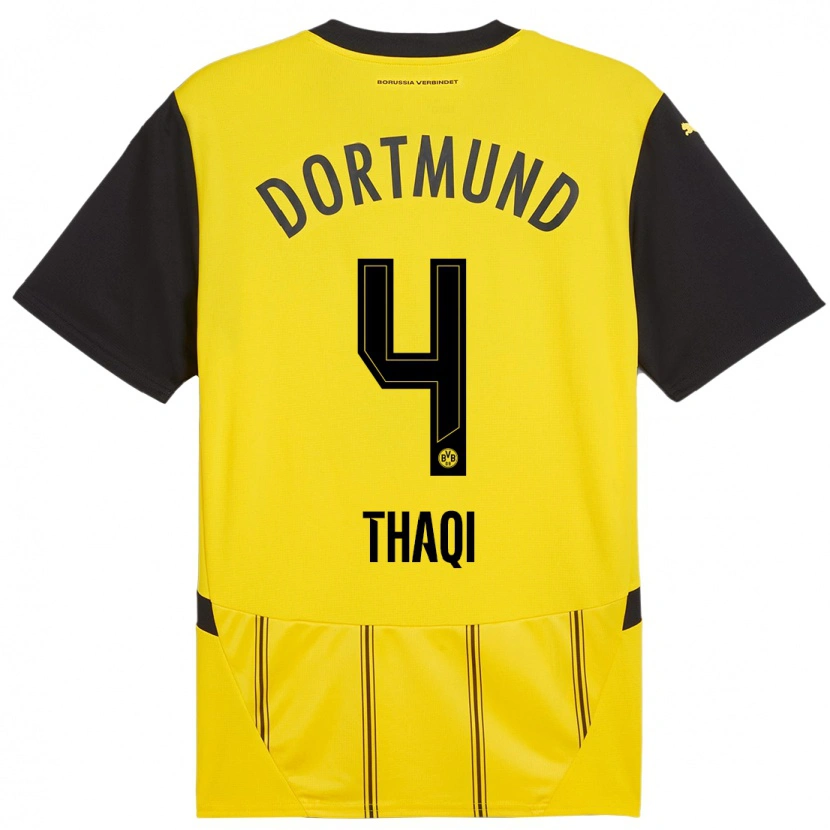 Danxen Män Albin Thaqi #4 Gul Svart Hemmatröja Matchtröjor 2024/25 Tröjor T-Tröja