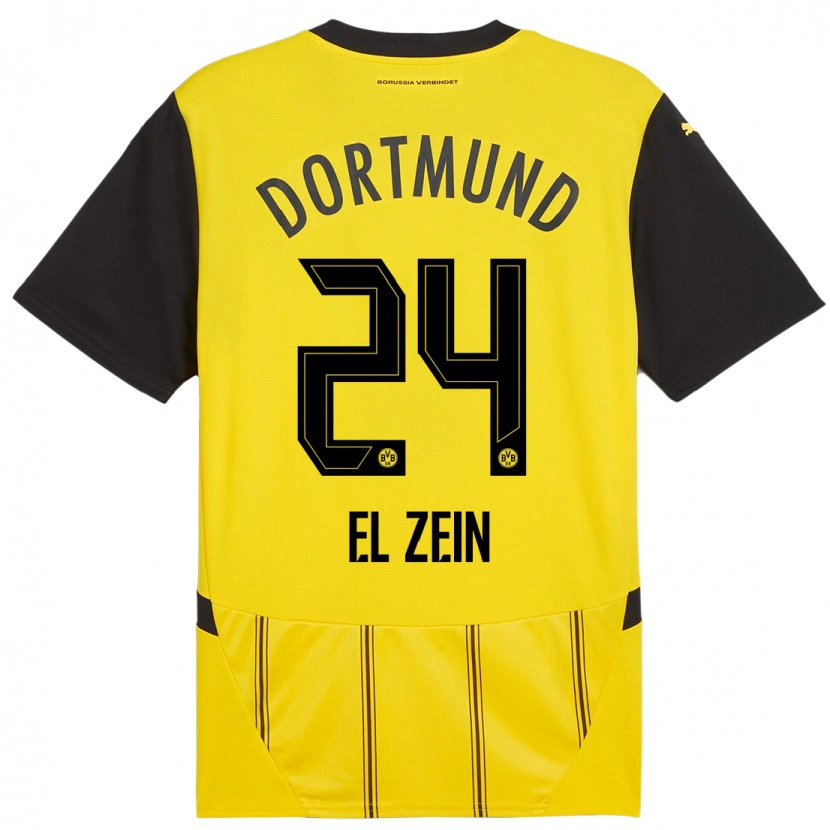 Danxen Män Abu-Bekir Omer El-Zein #24 Gul Svart Hemmatröja Matchtröjor 2024/25 Tröjor T-Tröja