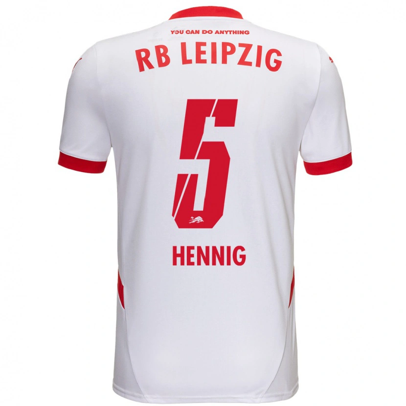 Danxen Män Lenny Hennig #5 Vit Röd Hemmatröja Matchtröjor 2024/25 Tröjor T-Tröja