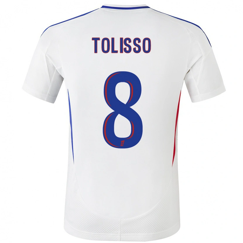 Danxen Män Corentin Tolisso #8 Vit Blå Hemmatröja Matchtröjor 2024/25 Tröjor T-Tröja