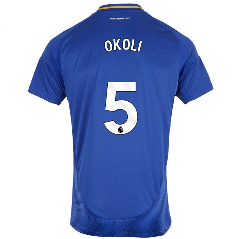 Danxen Män Caleb Okoli #5 Blå Vit Hemmatröja Matchtröjor 2024/25 Tröjor T-Tröja