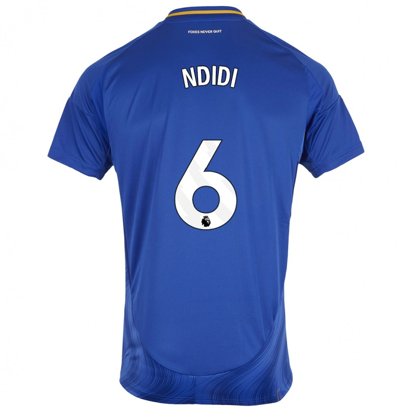 Danxen Män Wilfred Ndidi #6 Blå Vit Hemmatröja Matchtröjor 2024/25 Tröjor T-Tröja