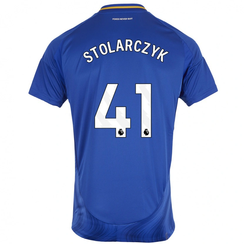 Danxen Män Jakub Stolarczyk #41 Blå Vit Hemmatröja Matchtröjor 2024/25 Tröjor T-Tröja