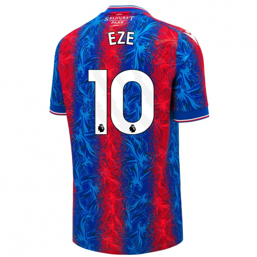 Danxen Män Eberechi Eze #10 Röda Blå Ränder Hemmatröja Matchtröjor 2024/25 Tröjor T-Tröja