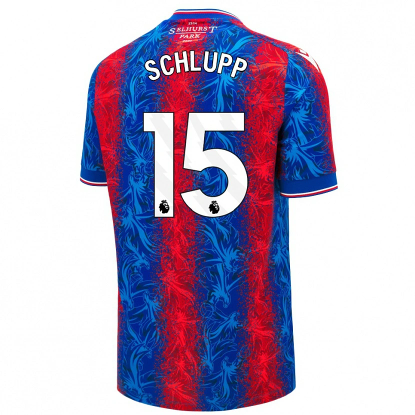 Danxen Män Jeffrey Schlupp #15 Röda Blå Ränder Hemmatröja Matchtröjor 2024/25 Tröjor T-Tröja
