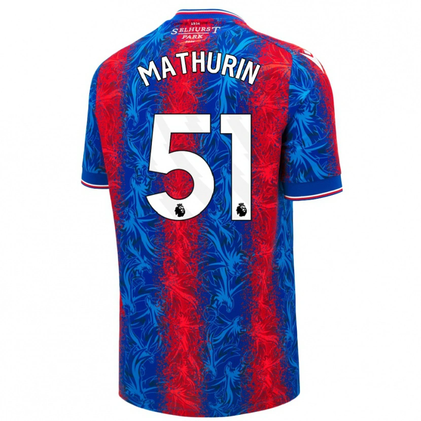 Danxen Män Roshaun Mathurin #51 Röda Blå Ränder Hemmatröja Matchtröjor 2024/25 Tröjor T-Tröja