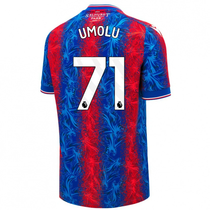 Danxen Män Jemiah Umolu #71 Röda Blå Ränder Hemmatröja Matchtröjor 2024/25 Tröjor T-Tröja