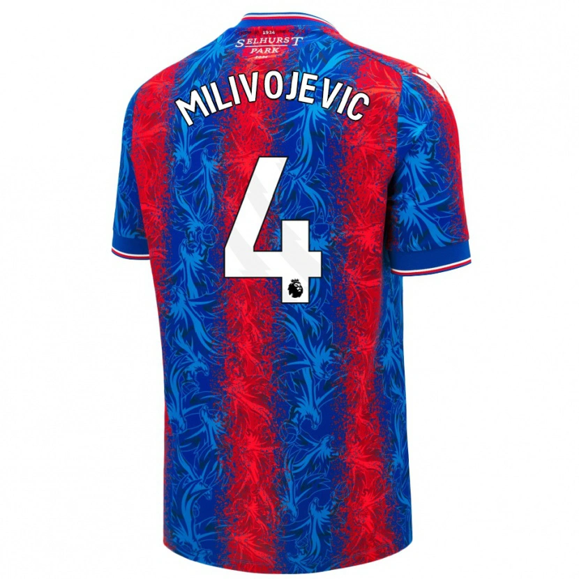 Danxen Män Luka Milivojevic #4 Röda Blå Ränder Hemmatröja Matchtröjor 2024/25 Tröjor T-Tröja