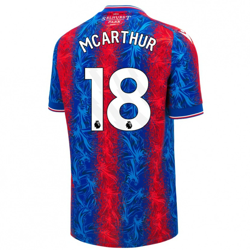Danxen Män James Mcarthur #18 Röda Blå Ränder Hemmatröja Matchtröjor 2024/25 Tröjor T-Tröja