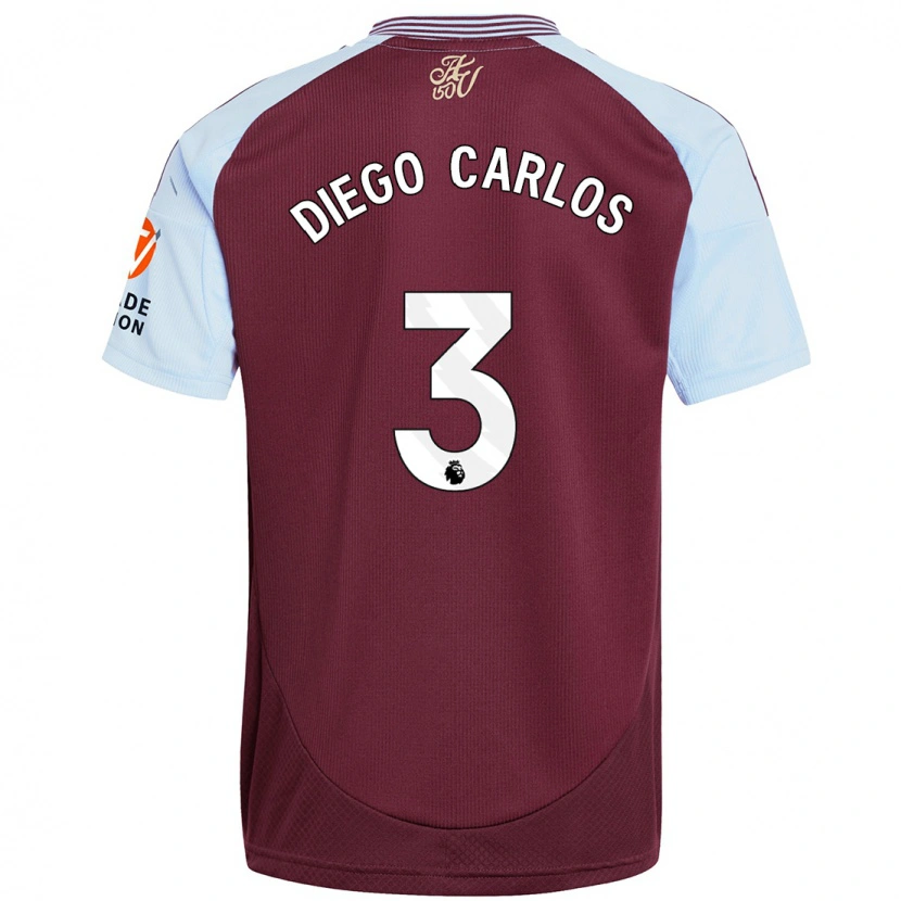 Danxen Män Diego Carlos #3 Vinröd Himmelsblå Hemmatröja Matchtröjor 2024/25 Tröjor T-Tröja