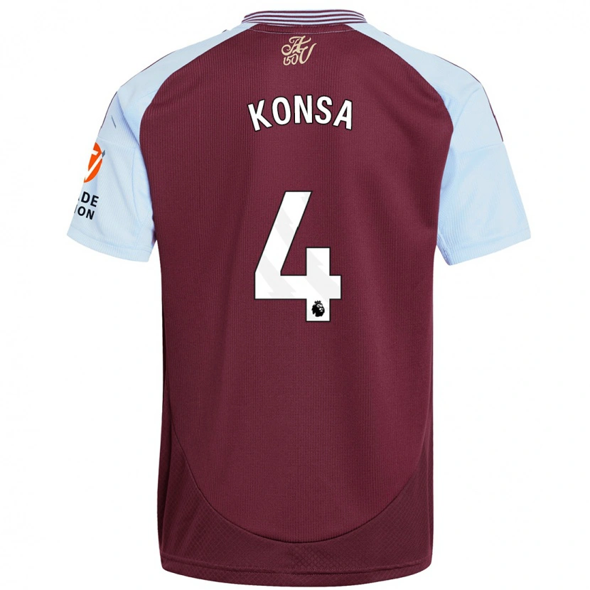 Danxen Män Ezri Konsa #4 Vinröd Himmelsblå Hemmatröja Matchtröjor 2024/25 Tröjor T-Tröja