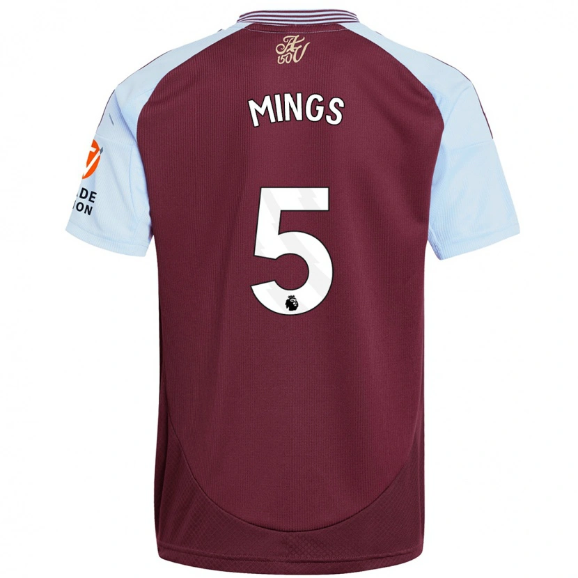 Danxen Män Tyrone Mings #5 Vinröd Himmelsblå Hemmatröja Matchtröjor 2024/25 Tröjor T-Tröja