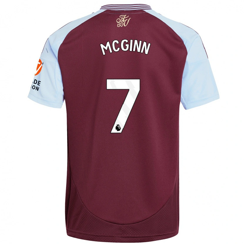 Danxen Män John Mcginn #7 Vinröd Himmelsblå Hemmatröja Matchtröjor 2024/25 Tröjor T-Tröja