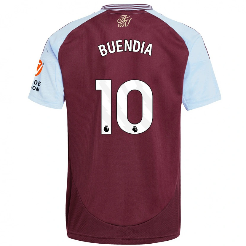 Danxen Män Emiliano Buendía #10 Vinröd Himmelsblå Hemmatröja Matchtröjor 2024/25 Tröjor T-Tröja