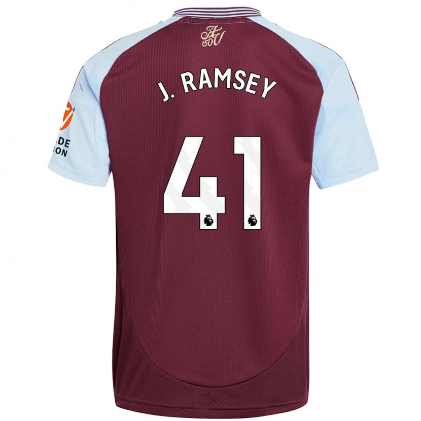Danxen Män Jacob Ramsey #41 Vinröd Himmelsblå Hemmatröja Matchtröjor 2024/25 Tröjor T-Tröja