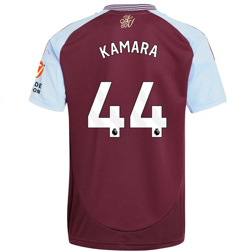Danxen Män Boubacar Kamara #44 Vinröd Himmelsblå Hemmatröja Matchtröjor 2024/25 Tröjor T-Tröja