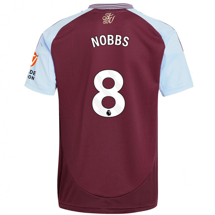 Danxen Män Jordan Nobbs #8 Vinröd Himmelsblå Hemmatröja Matchtröjor 2024/25 Tröjor T-Tröja