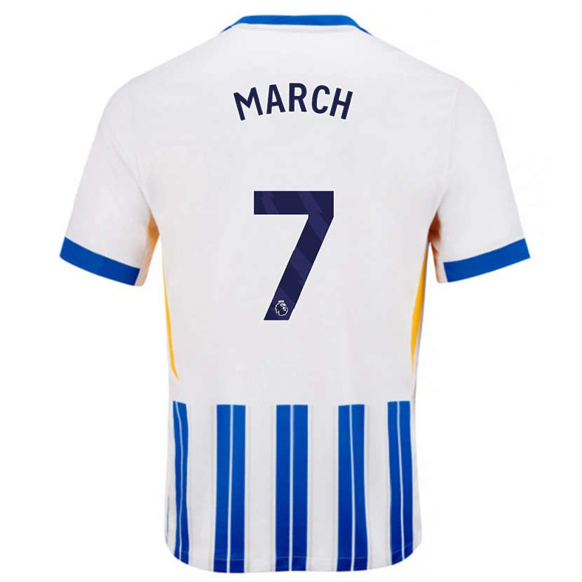 Danxen Män Solly March #7 Vita Blå Kritränder Hemmatröja Matchtröjor 2024/25 Tröjor T-Tröja