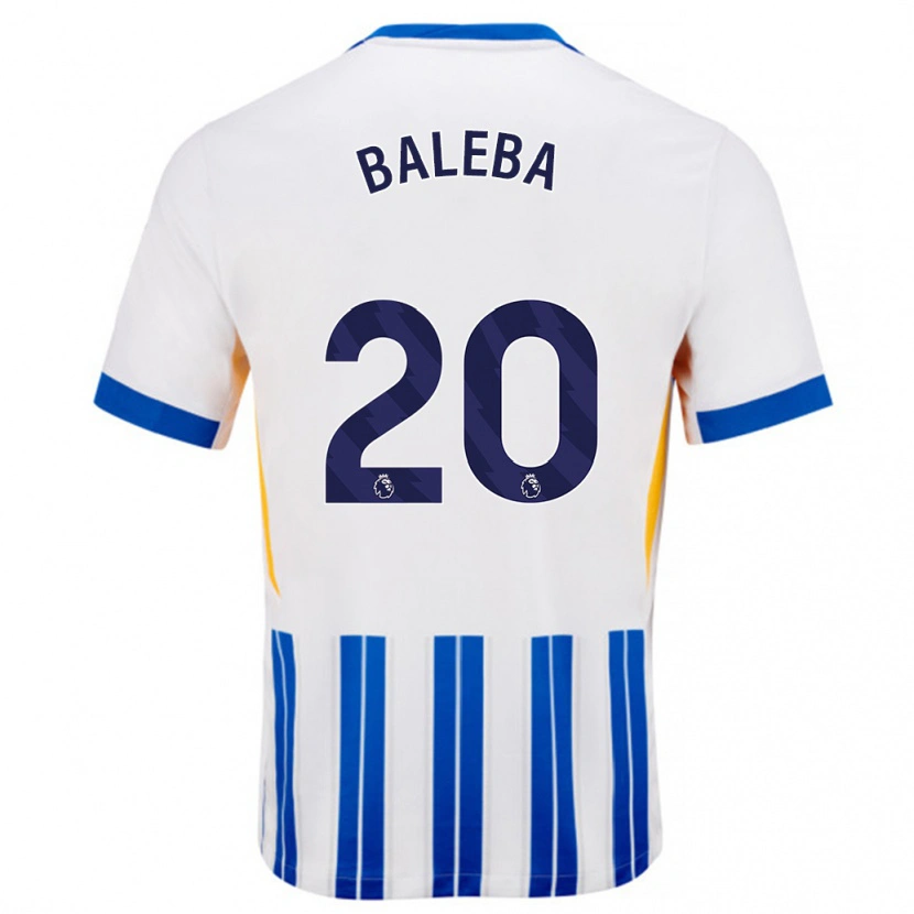 Danxen Män Carlos Baleba #20 Vita Blå Kritränder Hemmatröja Matchtröjor 2024/25 Tröjor T-Tröja