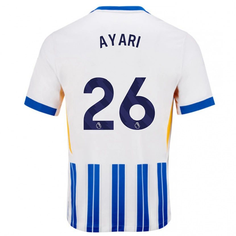 Danxen Män Yasin Ayari #26 Vita Blå Kritränder Hemmatröja Matchtröjor 2024/25 Tröjor T-Tröja