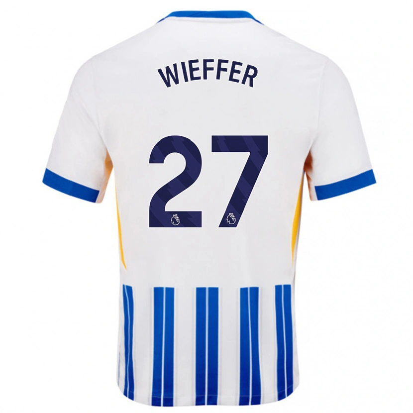 Danxen Män Mats Wieffer #27 Vita Blå Kritränder Hemmatröja Matchtröjor 2024/25 Tröjor T-Tröja