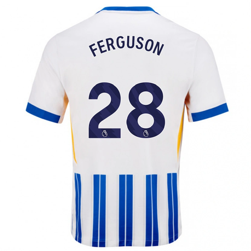 Danxen Män Evan Ferguson #28 Vita Blå Kritränder Hemmatröja Matchtröjor 2024/25 Tröjor T-Tröja
