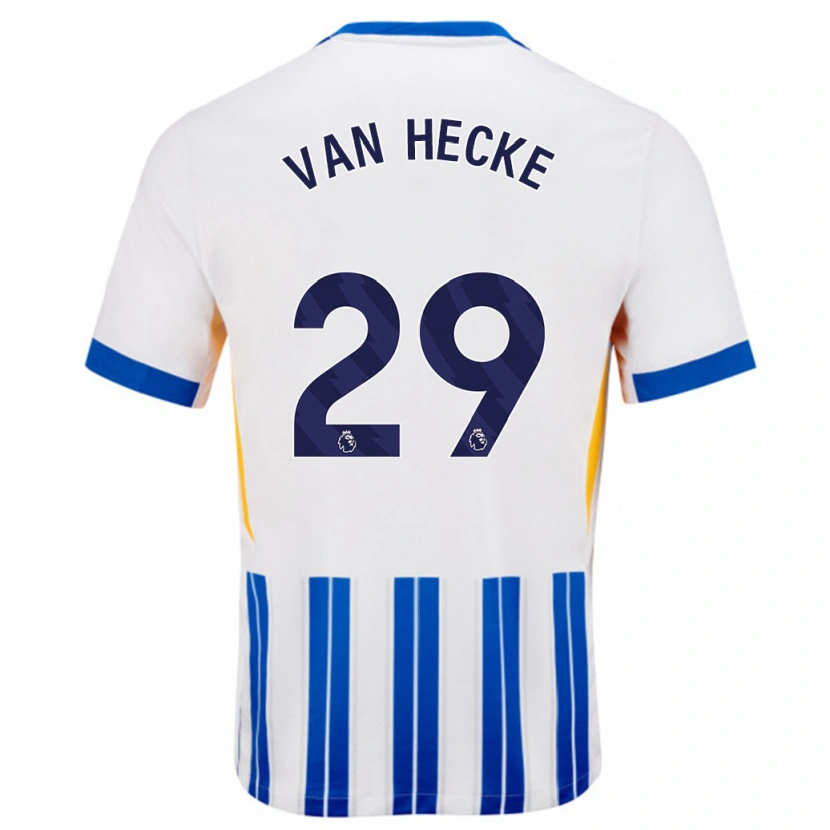 Danxen Män Jan Paul Van Hecke #29 Vita Blå Kritränder Hemmatröja Matchtröjor 2024/25 Tröjor T-Tröja