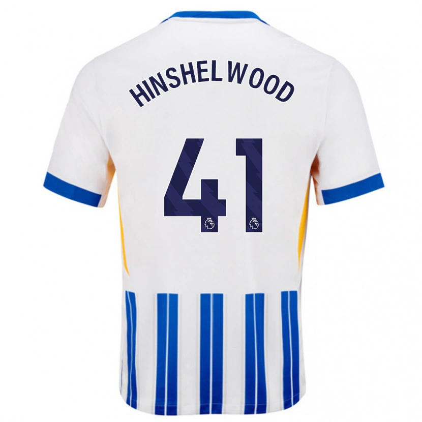 Danxen Män Jack Hinshelwood #41 Vita Blå Kritränder Hemmatröja Matchtröjor 2024/25 Tröjor T-Tröja