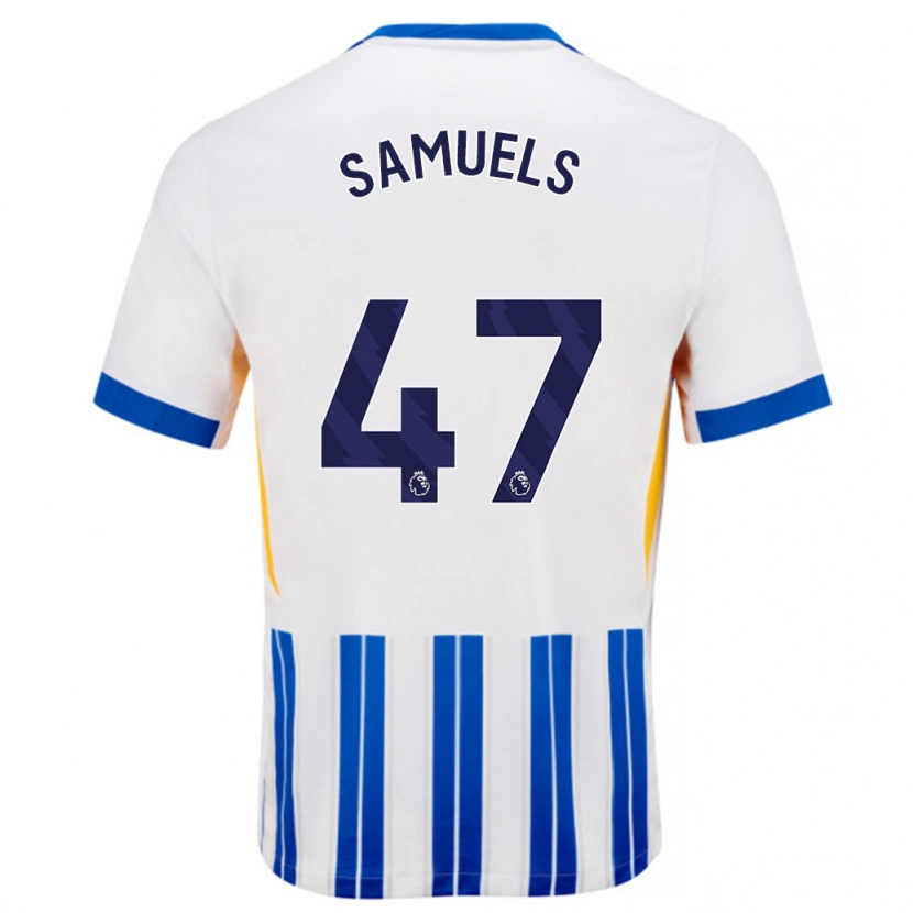 Danxen Män Imari Samuels #47 Vita Blå Kritränder Hemmatröja Matchtröjor 2024/25 Tröjor T-Tröja