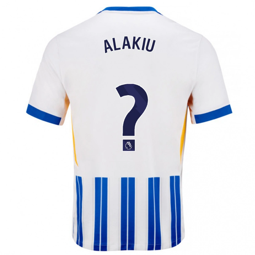 Danxen Män Isaiah Alakiu #0 Vita Blå Kritränder Hemmatröja Matchtröjor 2024/25 Tröjor T-Tröja