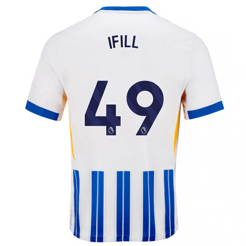 Danxen Män Marcus Ifill #49 Vita Blå Kritränder Hemmatröja Matchtröjor 2024/25 Tröjor T-Tröja