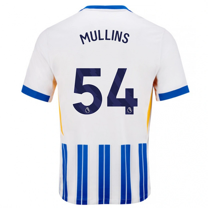 Danxen Män Jamie Mullins #54 Vita Blå Kritränder Hemmatröja Matchtröjor 2024/25 Tröjor T-Tröja