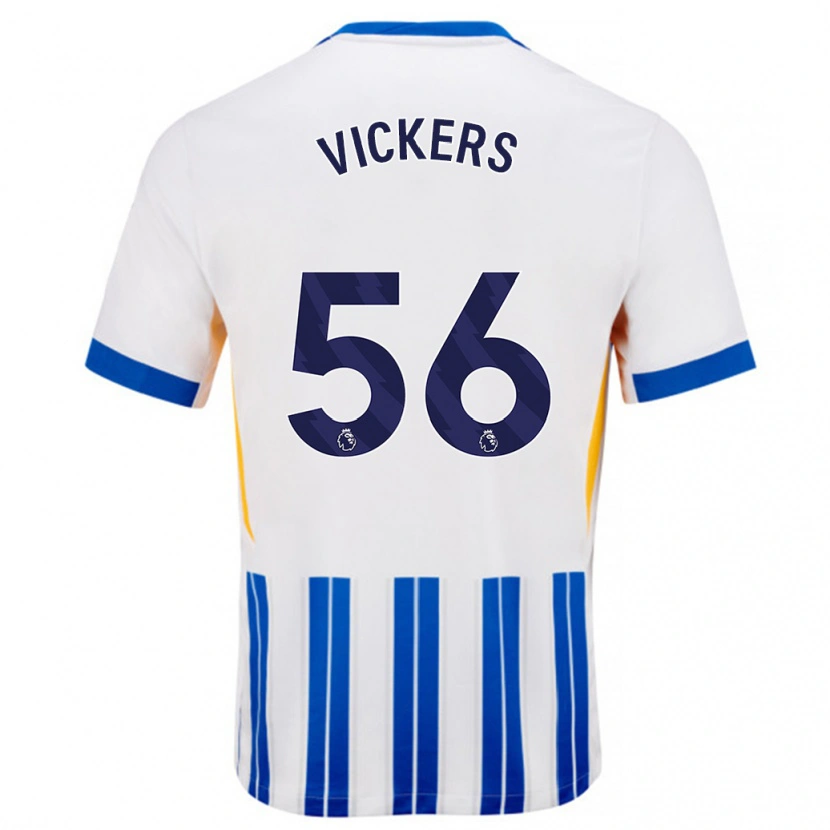 Danxen Män Caylan Vickers #56 Vita Blå Kritränder Hemmatröja Matchtröjor 2024/25 Tröjor T-Tröja